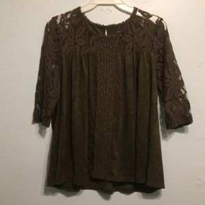 HANNAH suede green top with lace